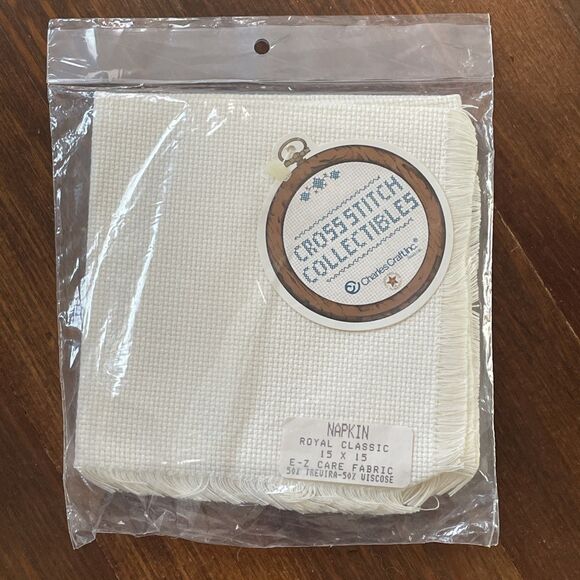 Charles Craft IVORY 15"x15" New Napkin Royal Classic EZ Care Fabric NWT - Picture 1 of 5